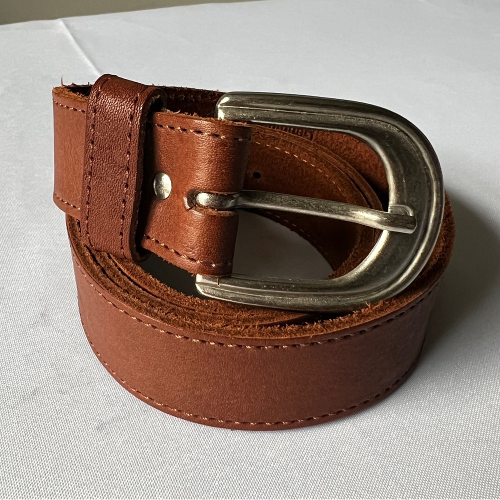 29 inch Classic Brown Soft Leather western Belt Silver Buckle Made Colombia